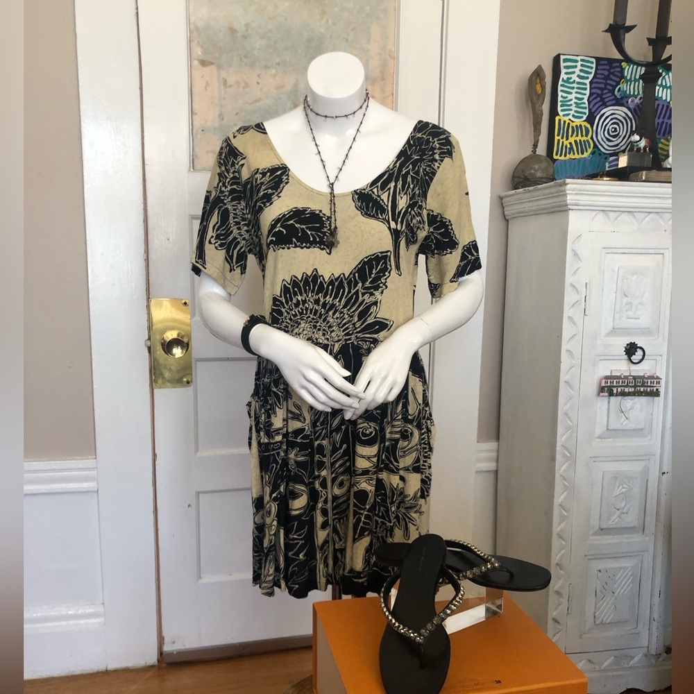 Jams World Vintage 90’s Black and Beige classic Sundress Sz Med